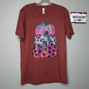Triple Pumpkin Tower Medium Fall Tee shirt - Rust